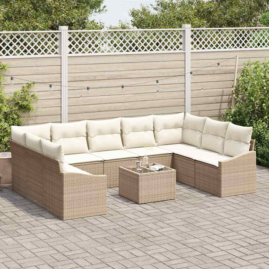 Garten Essgruppe mit Kissen mit Speicher 10 pcs Beige und Creme